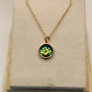 Gold and Blue Pendant Necklace